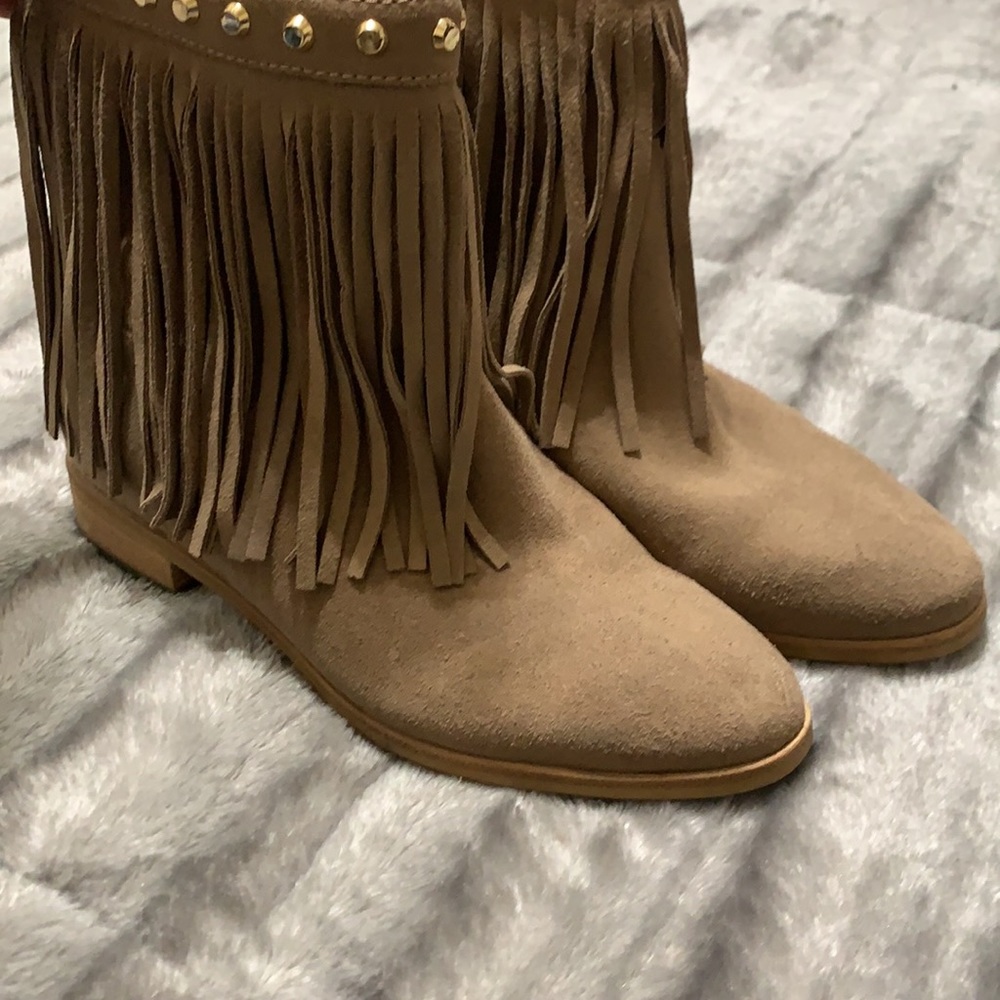 MK Taupe Fringe bootie